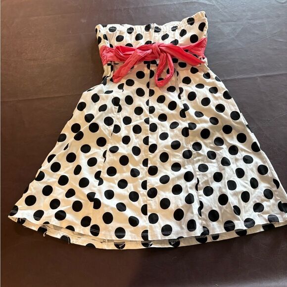 💥 Buy 2 get 1 Free 💥 Polka Dot Dress with Pink Sash - Picture 2 of 2